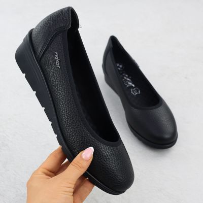 2. Rieker L5360-00 Women's Black Leather Slip-On Shoes