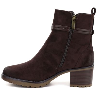 3. Women's suede ankle boots on a block, brown Potocki SZ12527