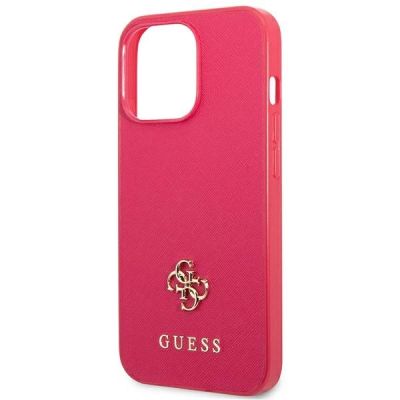5. Guess Saffiano 4G Small Metal Logo case for iPhone 13 Pro / 13 - pink