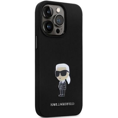 4. Karl Lagerfeld KLHCP13LSMHKNPK case for iPhone 13 Pro / 13 - black Silicone Ikonik Metal Pin