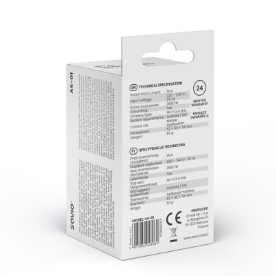 2. SAVIO SMART WI-FI SOCKET, 16A, TIMER, ENERGY CONSUMPTION MEASUREMENT, AS-01