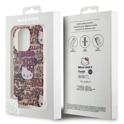 8. Hello Kitty IML Tags Graffiti case for iPhone 14 Pro - pink