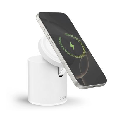 SBS 2-in-1 Wireless Magnetic Charging Station - White