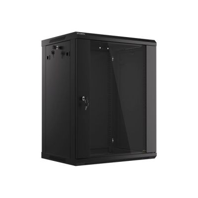 6. Lanberg 19-inch Wall-Mount Rack Cabinet 15U/600x450 V2 Black, Glass Door