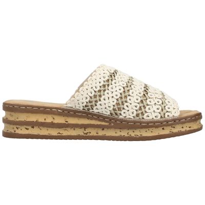 10. Women's beige wedge sandals Rieker 629X8-60