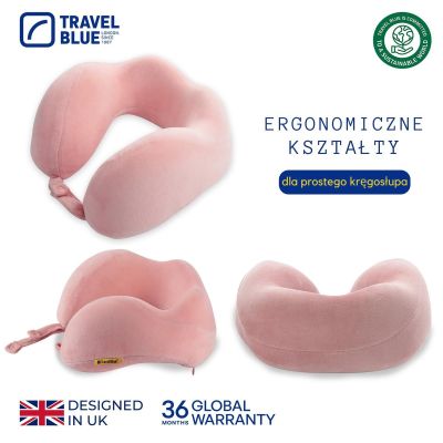 6. TRAVEL BLUE TRANQUILITY MEMORY FOAM TRAVEL PILLOW, PINK