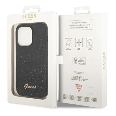 8. Guess Glitter Script Case for iPhone 14 Pro - Black