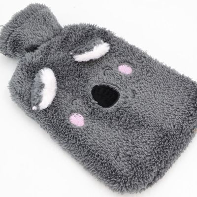 4. RUBBER HOT WATER BOTTLE 1.75L IN ANIMAL COVER - ANTHRACITE