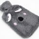 4. RUBBER HOT WATER BOTTLE 1.75L IN ANIMAL COVER - ANTHRACITE