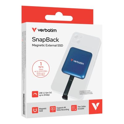 4. Verbatim SnapBack SSD 1 TB USB Type-C USB 3.2 Gen 2x2 Blue
