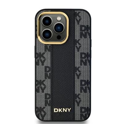 3. DKNY Leather Checkered Mono Pattern MagSafe Case for iPhone 13 Pro Max - Black