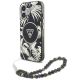 Guess Palm Trees Triangle Pearl Strap MagSafe case for iPhone 16 black