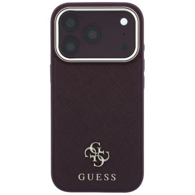 3. Guess Saffiano Small 4G & Classic Logo MagSafe Case for iPhone 18 Pro / 17 Pro - Burgundy