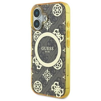2. Guess IML Peony On 4G Background MagSafe iPhone 16 Case - Brown