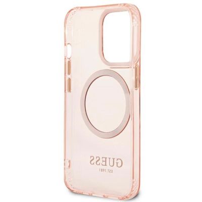 7. Guess Gold Outline Translucent MagSafe case for iPhone 13 Pro Max - pink
