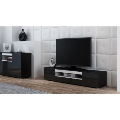 TV cabinet VIVA 180 black/gloss black+white