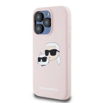 2. Karl Lagerfeld Silicone Karl&Choupette MagSafe Case for iPhone 15 Pro - Pink