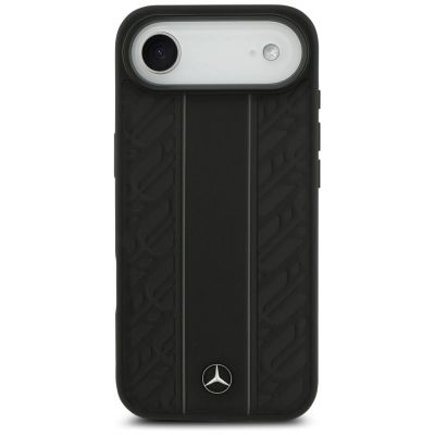3. Mercedes Leather Laurel Leaves Stripes MagSafe Case for iPhone 17 Air - Black