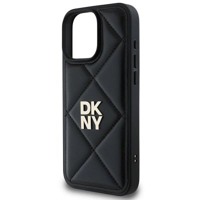 6. DKNY Quilted Stack Logo iPhone 16 Pro Case - Black