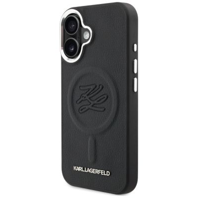 2. Karl Lagerfeld Initial & Metal Logo MagSafe Case for iPhone 16 - Black