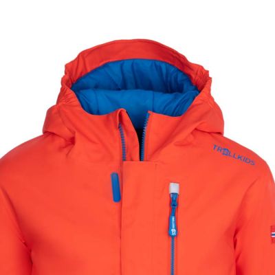 3. Trollkids Kids Hallingdal Jacket Outdoor Orange/Navy (226-705)