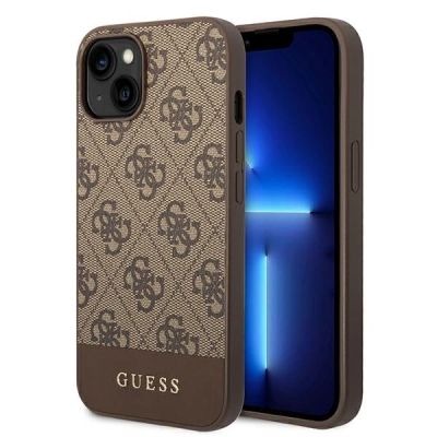 Guess 4G Stripe Collection Case for iPhone 14 Plus / 15 Plus 6.7" - Brown