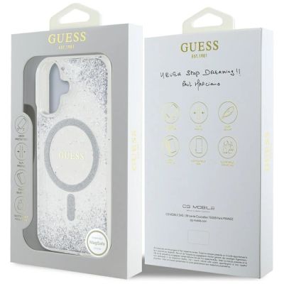 8. Guess HC Resin Bottom Glitter MagSafe case for iPhone 16 - silver