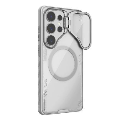 3. Nillkin Iceblade Prop Magnetic Case with Camera Cover and Stand Compatible with MagSafe for Samsung Galaxy S26 Ultra - Transparent Gray