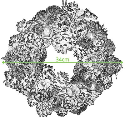 5. Decorative Wreath 34 cm, Green, with Pine Cones and Baubles – Mica Decorations