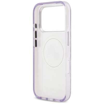 7. Karl Lagerfeld IML Glitter Karl & Choupette Heads Logo MagSafe Case for iPhone 17 Pro - Purple