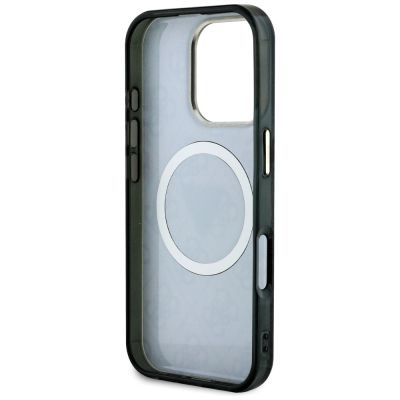 7. Guess IML Metal Glitter 4G Circle Triangle MagSafe Case for iPhone 16 Pro - Black