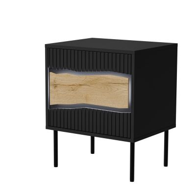 INSERTO bedside table 2 pcs 50x40x61.5 black + LED