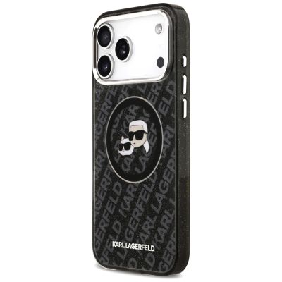 2. Karl Lagerfeld IML Glitter Karl&Choupette Heads Logo MagSafe Case for iPhone 17 Pro Max - Black