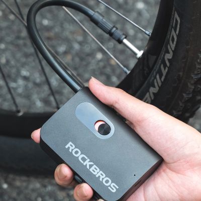 4. Rockbros L1 Mini Cordless Pump 70 psi Compressor 200 mm Schrader Hose Length - Black