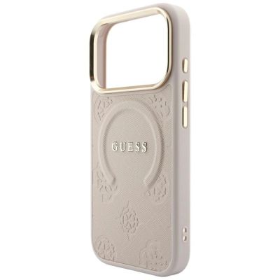 6. Guess Saffiano Peony & Ring MagSafe Case for iPhone 17 Pro Max / 18 Pro Max - Pink
