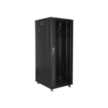 Lanberg FF01-6832-12B single-section lockable cabinet (32U; 19'' / 600mm / 800 mm; floor-standing; full glass; 800 kg; black)