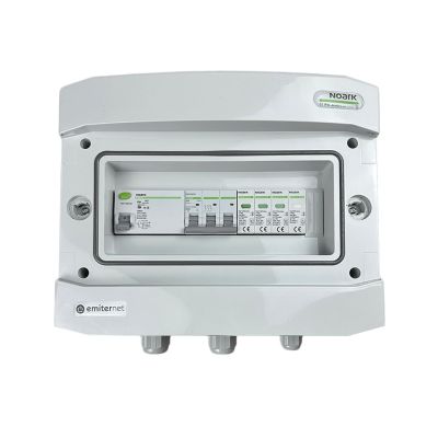 Hermetic IP65 EMITER AC connection switchboard with AC surge arrester Noark type 1+2, 40A 3-F, RCD type A 63A/300mA