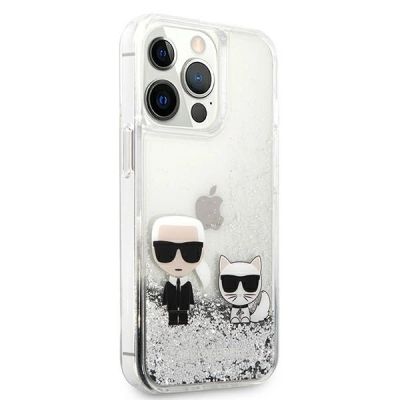 4. Karl Lagerfeld Liquid Glitter Karl&Choupette case for iPhone 13 Pro Max 6.7" - silver