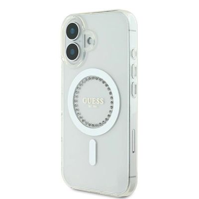 2. Guess IML Rhinestones MagSafe Case for iPhone 16 - White