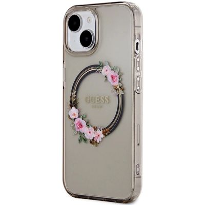 2. Guess IML Flowers Wreath MagSafe case for iPhone 15 / 14 / 13 - black