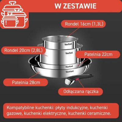 8. TEFAL Ingenio Emotion L897S574 pot set 5 pieces