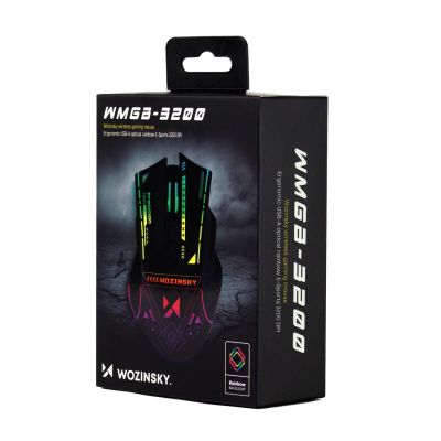 5. Wozinsky WMGB-3200 Wireless Optical Gaming Mouse with Built-in Rechargeable Battery 3200 DPI with RGB Lighting - Black