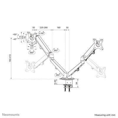 3. Neomounts DS70-700BL2 Monitor Holder/Stand 68.6 cm (27") Desk Black