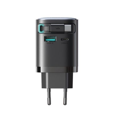 3. Joyroom JR-TCL02 65W USB-A USB-C GaN charger with built-in USB-C cable - black