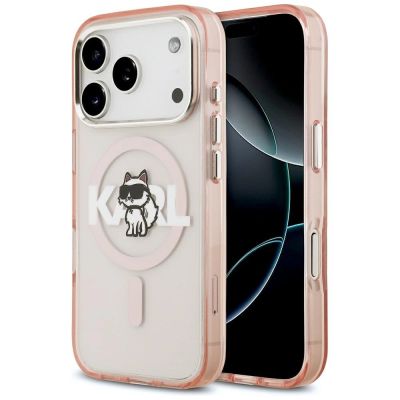 Karl Lagerfeld IML Choupette Sketch Logo MagSafe Case for iPhone 17 Pro - Pink