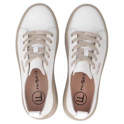 6. Leather platform sneakers, white, Filippo DP6122