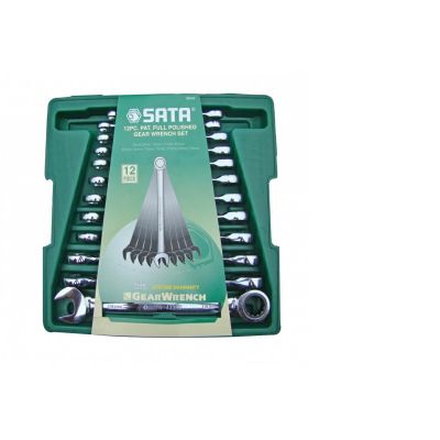 SATA FLAT-EYE WRENCH 12 pcs. WITH RATCHET.