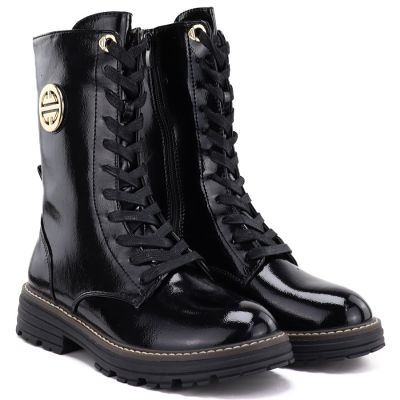 4. Women's patent leather ankle boots, insulated, black, Jezzi ASA259-10