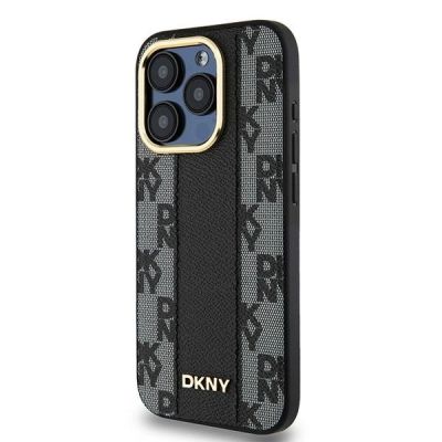 2. DKNY Leather Checkered Mono Pattern MagSafe case for iPhone 15 Pro - black