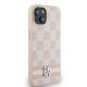 4. DKNY Leather Checkered Mono Pattern & Printed Stripes case for iPhone 15 / 14 / 13 - pink
